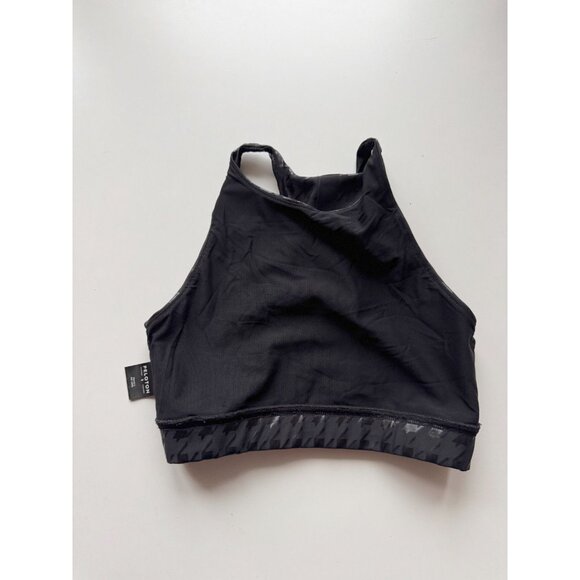 PELOTON Show Up Black Houndstooth High Neck Racerback Sports Bra Top, Size S - Picture 6 of 9